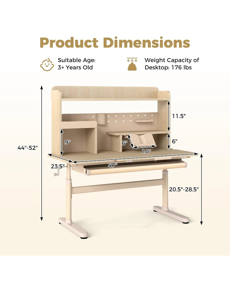 Slickblue Ergonomic Writing Desk with Tilt Surface and Book Stand Holder