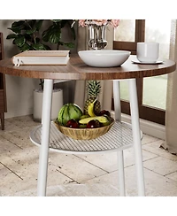 flynama 3-Piece 36" Counter-Height Bar Table Set with 2 Stools, Storage Shelf for Small Kitchen and Balcony