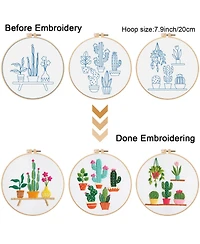 Gnuadz 3 Sets Embroidery Kits Beginners Hoop Instruction