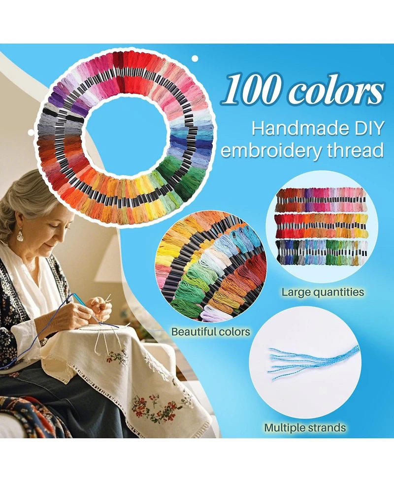 Gnuadz 156 Punch Needle Embroidery Kit Beginner Floss 100 Colors