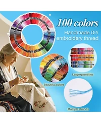 Gnuadz 156 Punch Needle Embroidery Kit Beginner Floss 100 Colors