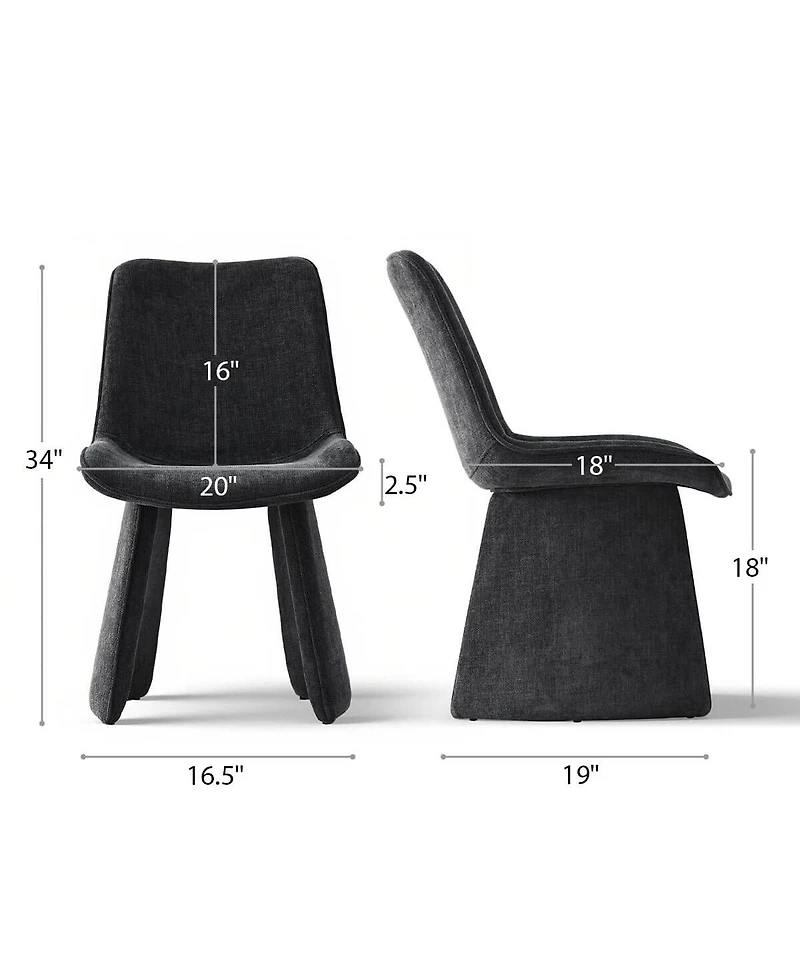 Maison Boucle Modern Upholstered Dining Chairs Set of 2, Curved Back, Armless