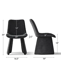 Maison Boucle Modern Upholstered Dining Chairs Set of 2, Curved Back, Armless