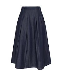 Modenaire Women's High-Waist Pleated A-Line Midi Skirt