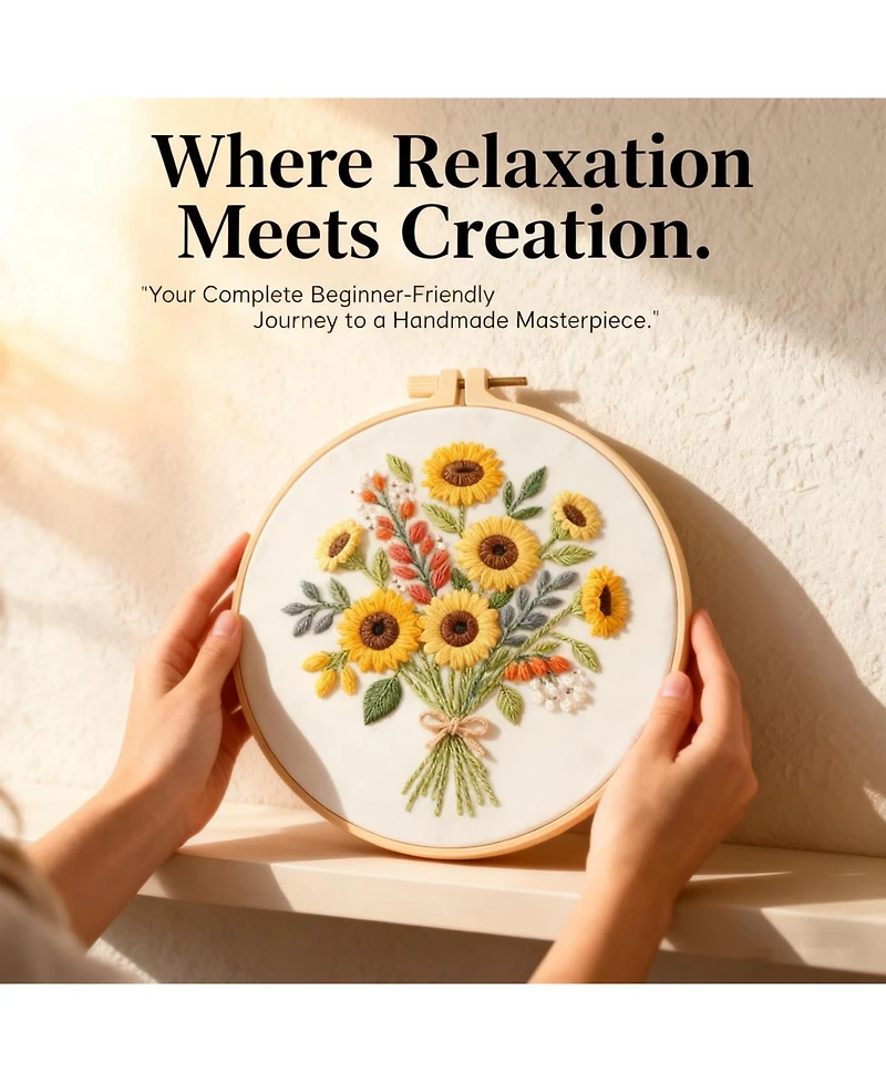 Gnuadz Sunflower Embroidery Kit Diy Cross Stitch Beginner Hoop