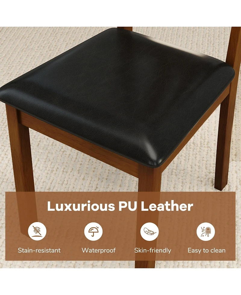 Gouun Leather Upholstered Dining Chairs Set of 2 with Rubber Wood Frame