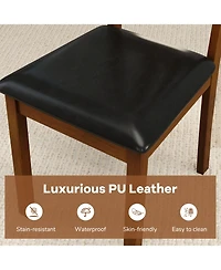 Gouun Leather Upholstered Dining Chairs Set of 2 with Rubber Wood Frame
