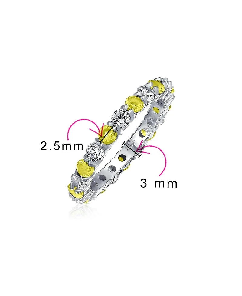 Bling Jewelry Alternating Cubic Zirconia Stackable Cz Birthstone Eternity Band Ring .925 Sterling Silver