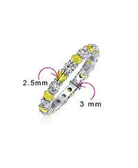 Bling Jewelry Alternating Cubic Zirconia Stackable Cz Birthstone Eternity Band Ring .925 Sterling Silver