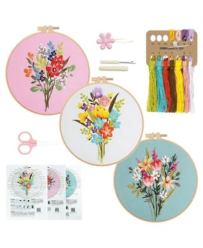 Gnuadz Embroidery Kit Flower Pattern Diy Hand Practice Hoop Floss