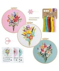 Gnuadz Embroidery Kit Flower Pattern Diy Hand Practice Hoop Floss
