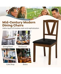 Slickblue Set of 2 Dining Chairs with Pu Leather Seat, Wooden Frame and Modern Design