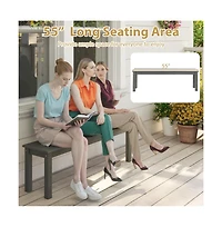 Gouun Steel Frame Garden Bench 55-Inch with Backrest