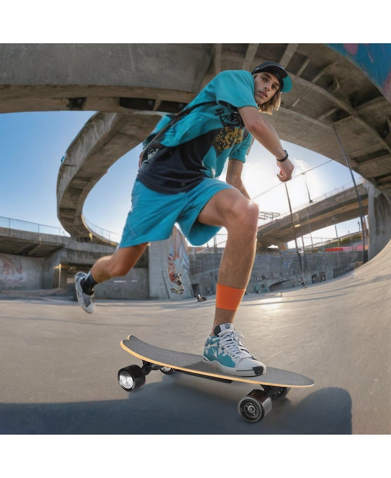 Mecale Electric Skateboard w/ Remote, 13.7 Mph, 7.5-Mile Range, 3-Speed, Carry Handle, for Teens & Adults