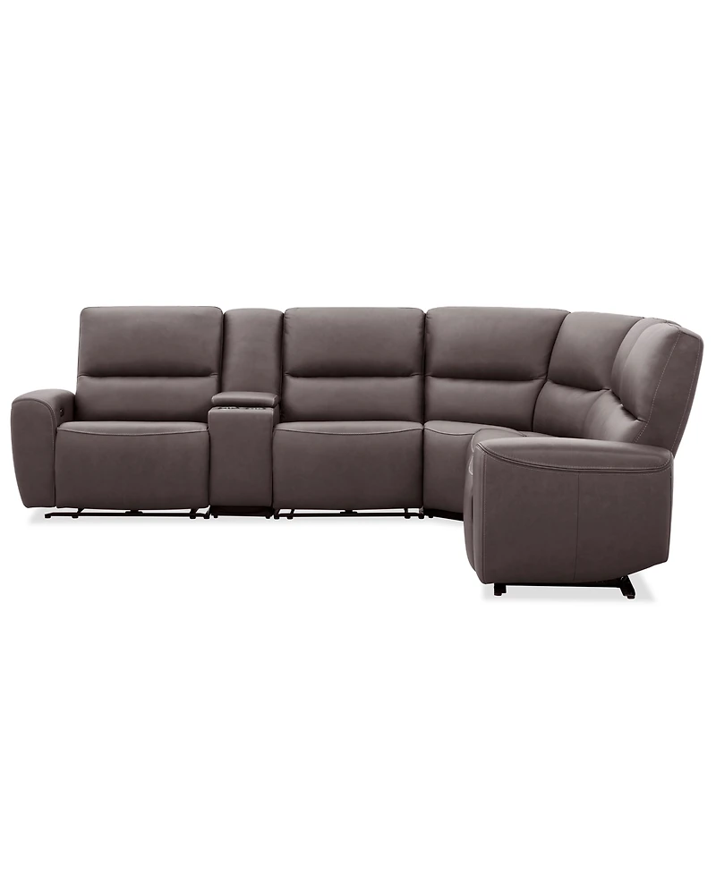 Symond 6-Piece Leather 3 Power Motion L-Shape Sectional Sofa