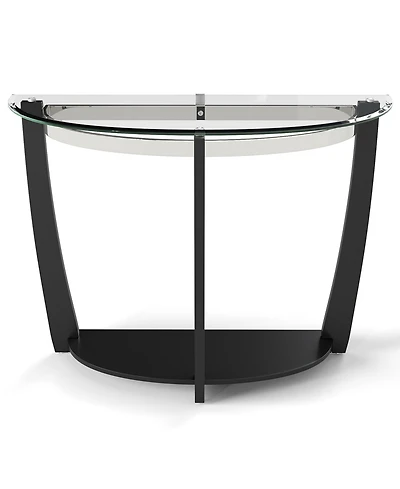 Slickblue Clear Tempered Glass Console Table with 2 Tier Design and Open Storage Shelf