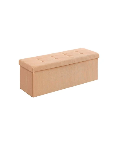 Slickblue Upholstered Foldable Storage Bench Ottoman with Built-In Footrest