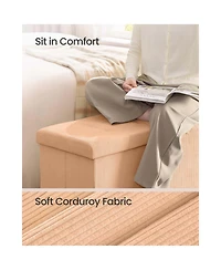 Slickblue Upholstered Foldable Storage Bench Ottoman with Built-In Footrest