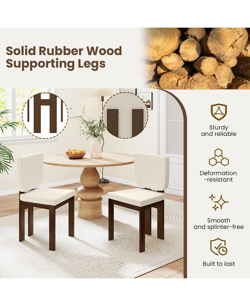 Slickblue Set of 2 Wooden Dining Chairs with Rubber Wood Frame for Kitchen and Living Room