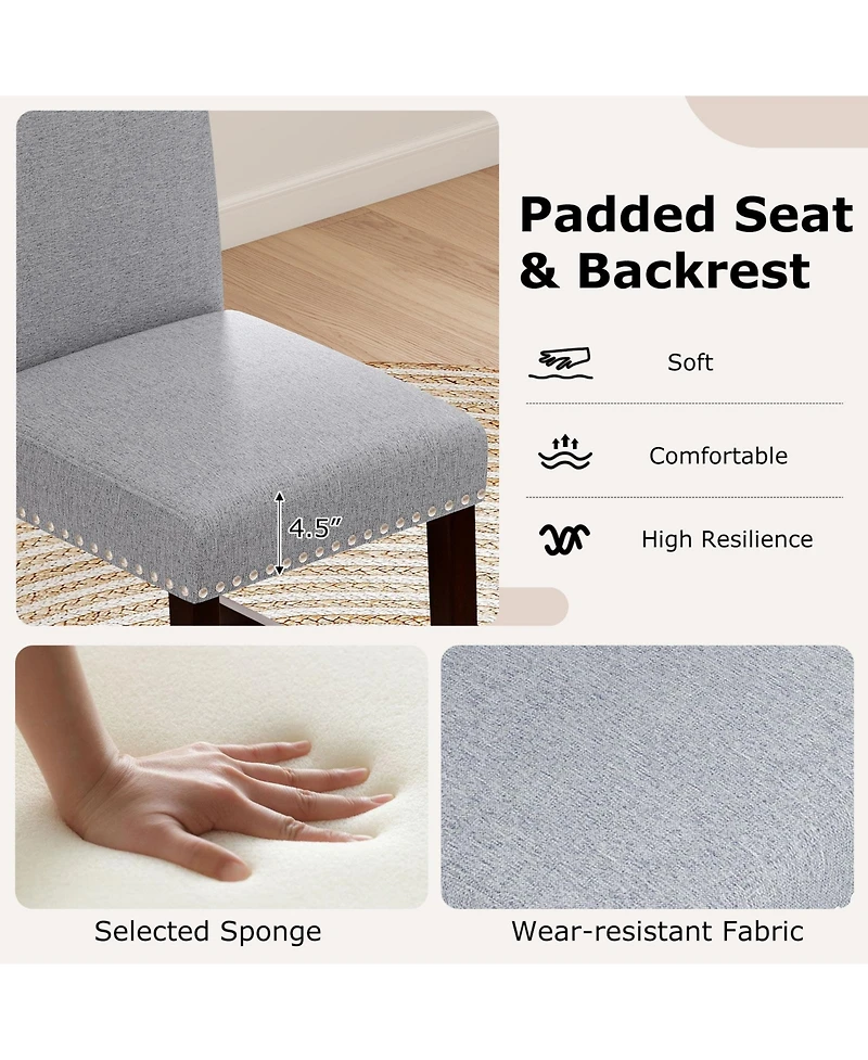 Slickblue Set of 2 Counter Height Bar Chairs with Cushioned Seat and Back Support