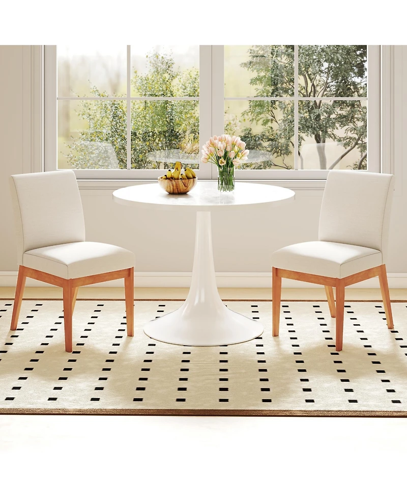 Slickblue Modern Armless Dining Chairs Set of 2 with Upholstered Seat and Wooden Legs
