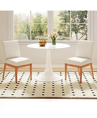 Slickblue Modern Armless Dining Chairs Set of 2 with Upholstered Seat and Wooden Legs
