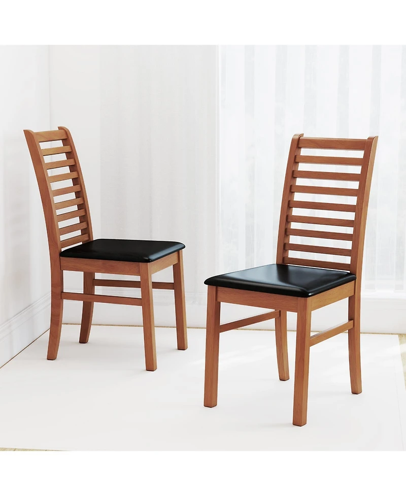 Slickblue Wooden Dining Chair Set of 2 with Rubber Wood Legs for Modern Room Seating