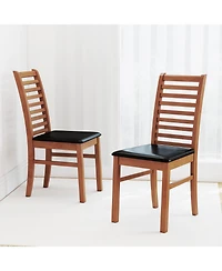 Slickblue Wooden Dining Chair Set of 2 with Rubber Wood Legs for Modern Room Seating
