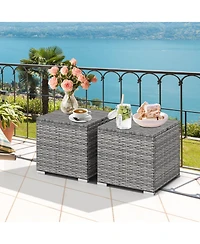 Gouun Patio Ottoman Set of 2 Wicker with Removable Cushion