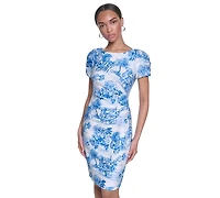Women's Puff Sleeve Boat Neck Dress