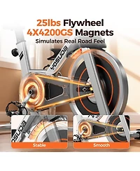 Fed Fitness Magnetic 1.0 Indoor Cycling Bike, Quiet Magnetic Resistance, 300lb Capacity, Smooth Home Exercise Bike with App and Tablet Mount