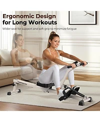 Fed Fitness Compact Hydraulic Rowing Machine for Home, 12 Resistance Levels, 300LBS Weight Capacity, Full Body Workout Rower