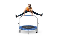Bcan SP2 48" Blue Foldable Mini Trampoline, 440lbs Capacity, Adjustable Foam Handle, Indoor/Garden Fitness Rebounder