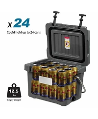 Gouun 16-Quart 24-Can Portable Insulated Ice Cooler with 2 Cup Holders, Lightweight Camping Chest