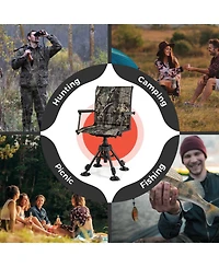 Gouun Folding 360-Degree Swivel Camping Chair with 4 Adjustable Legs and Portable Carry Design