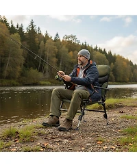 Gouun Oversized Foldable Fishing Chair for Adults with Padded Armrests, Cup Holder and Carry Bag