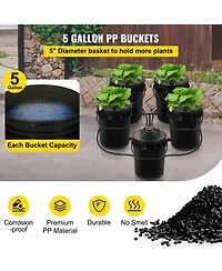 Sugift Dwc Hydroponic System, 5 Gallon 5 Buckets, Deep Water Culture Kit