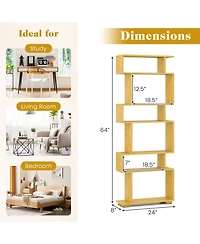 Gymax 2- Piece 6-Tier Bookshelf with 2 Anti-Tipping Kits Wooden Display Shelf for Home Office