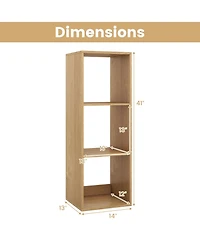 Gymax 2 Piece 3-Cube Bookshelf Vertical Bookcase with Guardrail and Anti-tipping Kits