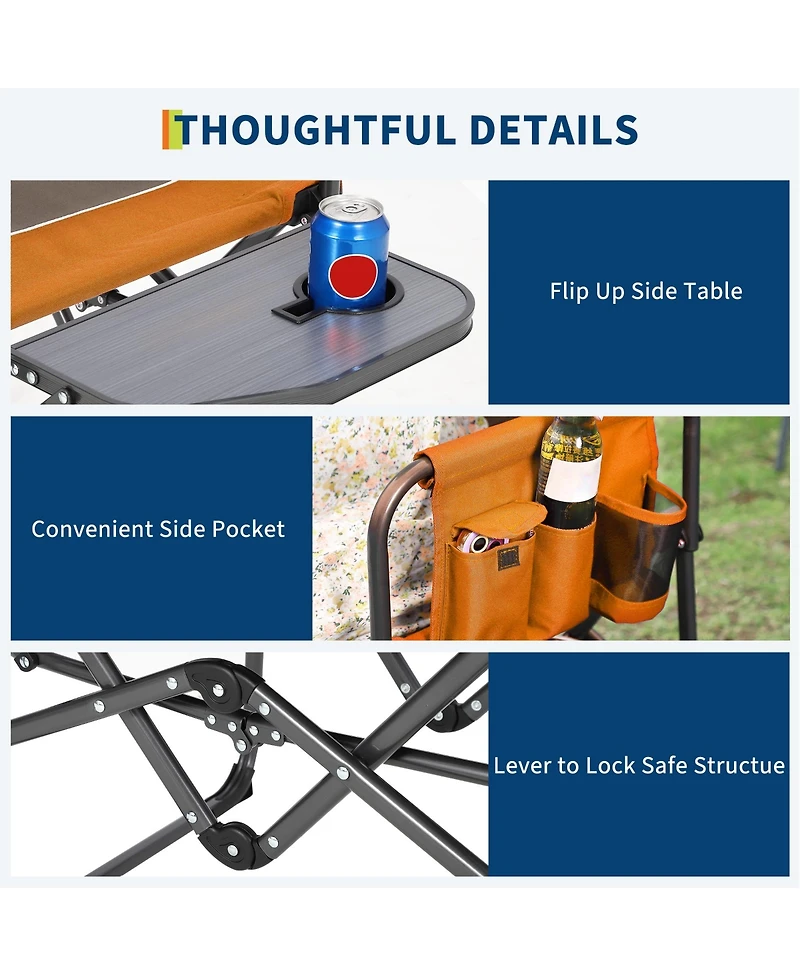 gaomon 1PC Portable Outdoor Camping Chair, Aluminum Folding Director Chair with Side Pocket