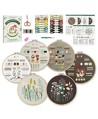 Gnuadz 6 Stage Embroidery Kit Beginners 38 Stitches Instruction Video Stamped Patterns