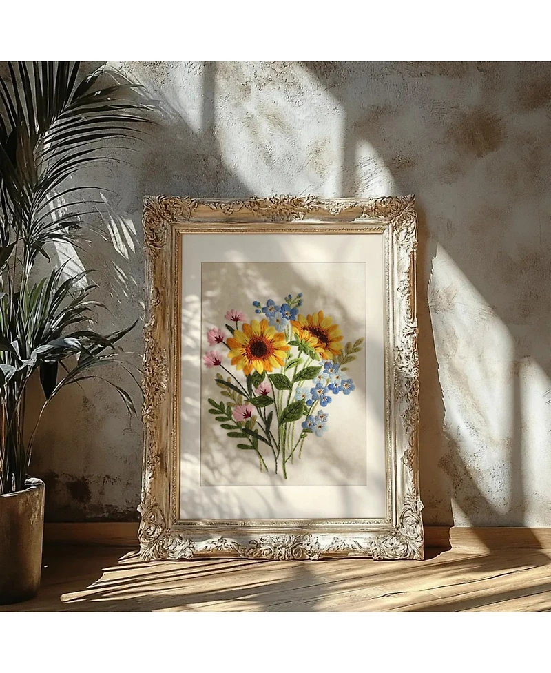 Gnuadz 3 Sets Flower Embroidery Kit Beginner Diy Needlepoint Video Guide