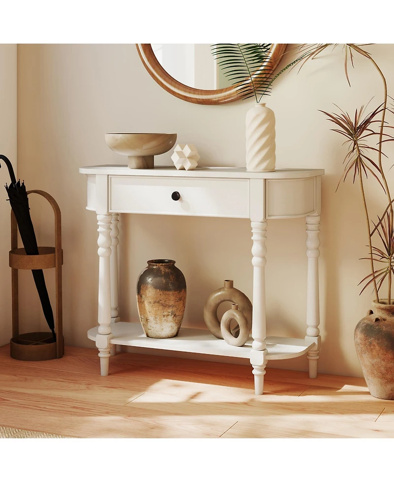 Gouun Retro 36-Inch Console Table with Drawer and Shelf