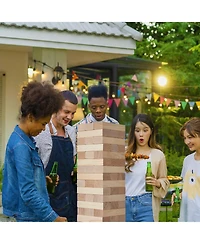 Mecale Medium Tumbling Tower 54 Pine Wood Blocks with Bag and Scoreboard