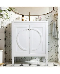 Sillysis 30 Inch Modern Bathroom Vanity with Ceramic Sink, No Assembly Required, Soft-Close Doors and Ample Storage for Home Bath