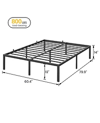 homfan 14Inch Heavy Duty Metal Platform Bed Frame - Sturdy Low Profile Mattress Foundation