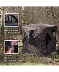 Gouun Pop Up Hunting Ground Blind, Portable Deer and Turkey Camouflage Concealment Tent with Carry Bag