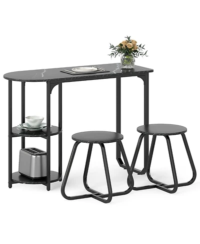 Slickblue Small Space 3 Piece Dining Table Set Industrial Kitchen Furniture