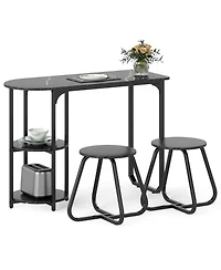 Slickblue Small Space 3 Piece Dining Table Set Industrial Kitchen Furniture