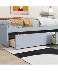 Sailvan Bed with 2 Drawers, Solid Rubber Wood